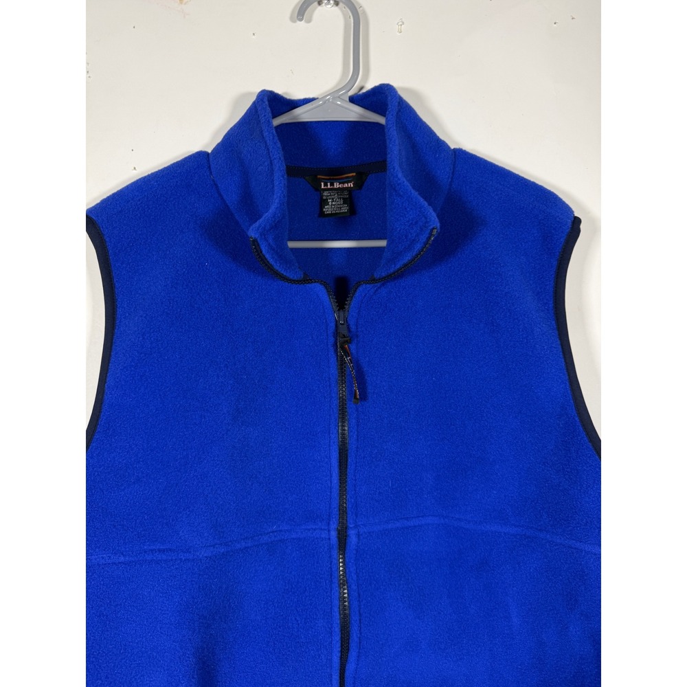 LL Bean Mens Fleece Vest Royal Blue Full Zip Mock Neck Tall Medium 0NQ60